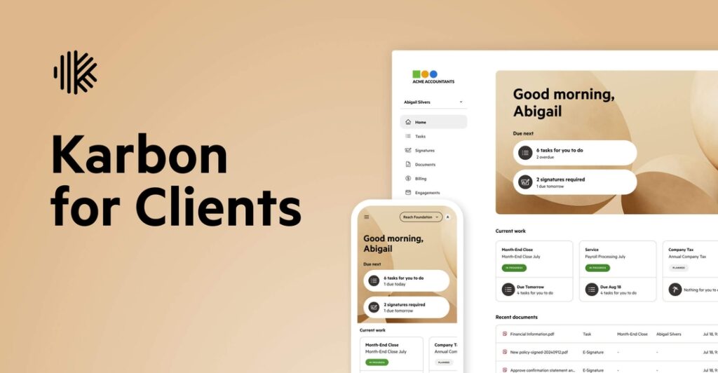 Karbon for Clients Login Screen